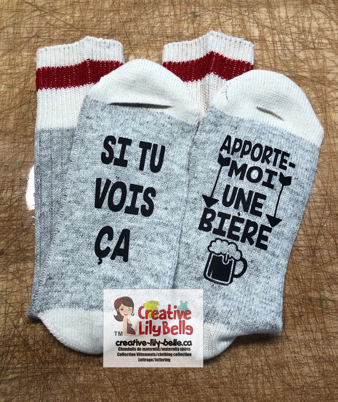 BAS APPORTE la BIERE bas02 humour personnalise humoristique bas de laine Etsy France