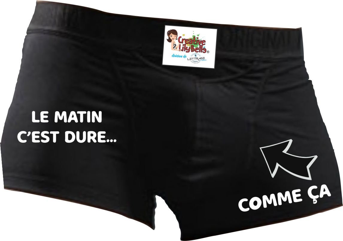 BOXER drole le matin c est dure comme ca b92 humour drole personnalise humoristique Etsy France