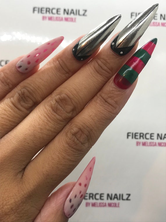 Kruger Horror Chrome Knives Burnt Skin Halloween Nail Art Etsy