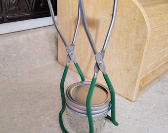 Canning Jar Lifter Tongs, Stainless Steel with Rubber Grip, Dark Green