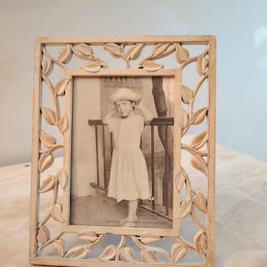 3.5x5 WhiteBrass Metal Desktop Picture Frame Leaves Vines Kohls Image VTG Taiwan