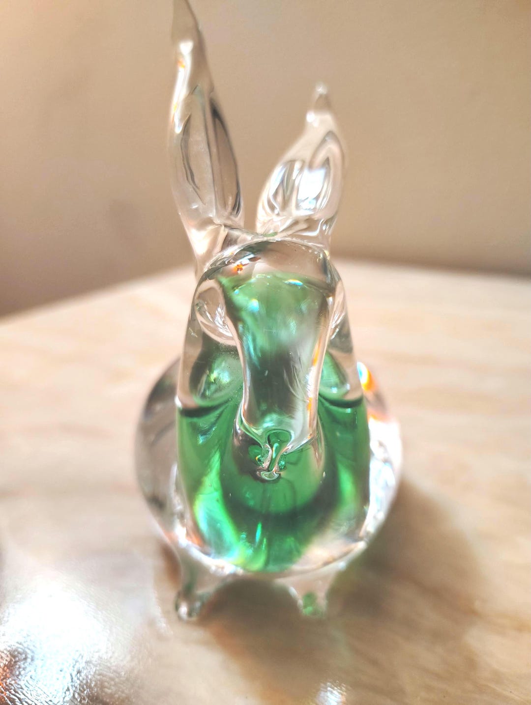 Vtg Murano Sommerso Art Glass Rabbit Easter Tea Party Green/clear 5.5x5 ...