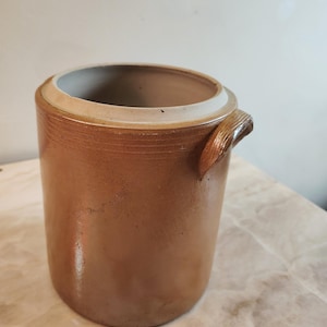 Antique French Stoneware Earthenware Crock Jar Confit Pot Canister 7"
