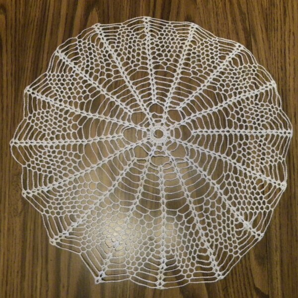 Spider Webbed with Pineapple Designed Edges Crocheted Doilies