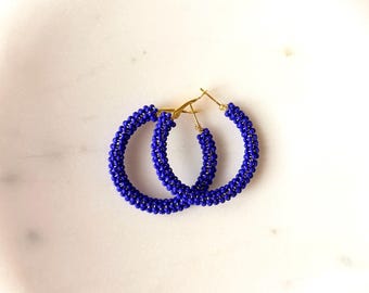 Beaded Hoop Earrings: Game Day Sports - Navy, Duke, Dallas Cowboys