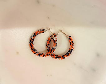 Beaded Hoop Earrings: Game Day Sports - Auburn Colors, Houston Astros