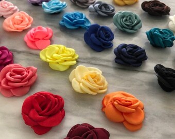 1.5" Satin Roses, 1.5 Inch Roses for Flower Headbands, Headband Making Station, Flower Girl Tutu Dress Supply, Mini Satin Flowers