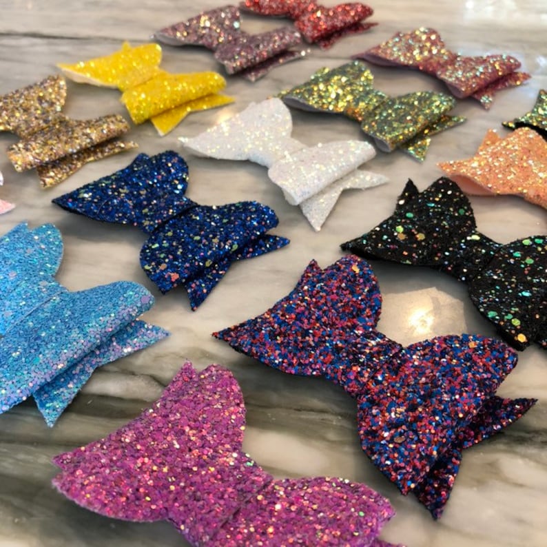 Lilac Pigtail Bows Iridescent Bows Glitter Hair Bow Purple
