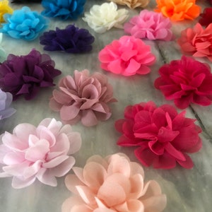 Chiffon Flower 2 Inch, Small Fabric Flower Embellishment, Shabby Chic Flowers, Flat Back Flower Heads, Headband Making Supplies