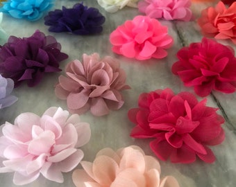 Chiffon Flower 2 Inch, Small Fabric Flower Embellishment, Shabby Chic Flowers, Flat Back Flower Heads, Headband Making Supplies