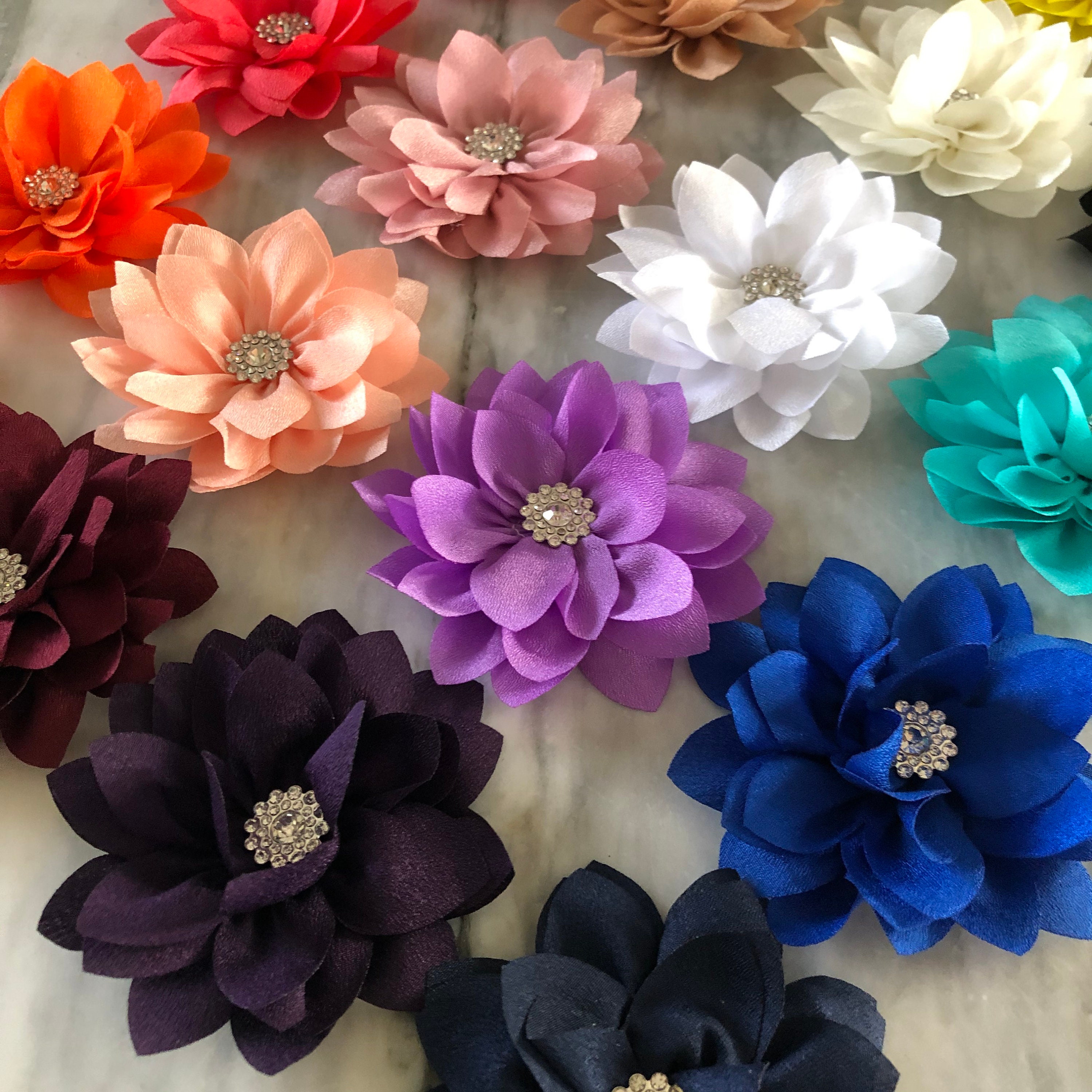 Apliques de flores de Organza de gasa de tela para ropa, parches de costura  para sombreros, pinzas para el pelo, accesorios de decoración de lazo