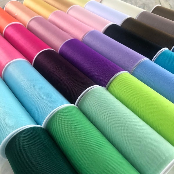 Rouleau de tissu de tulle, bobine de tissu de tulle de 25 yards et 100 yards, bobine de tulle de 6 po. x 25 vg, bobine de tulle de 6 po. x 100 yards, vente en gros