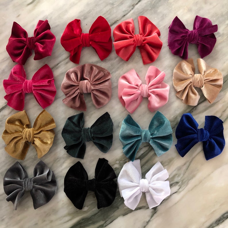 4 Velvet Bows Large Velvet Bows Velvet Hair Clip Holiday Etsy
