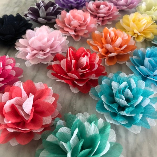 3 Inch Shabby Flowers, Shimmer Polka Dot Multicolor Fabric Flower Headband Supplies, Tutu Dress Flowers, Multi Layer Fabric Flower, Medium