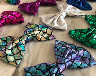 5 Inch Mermaid Bow, WITH or WITHOUT Clip, Ariel Hair Bow, Mermaid Hair Bow, Metallic Mermaid Bow, Mermaid Scale Bow, Mermaid Costume Bow