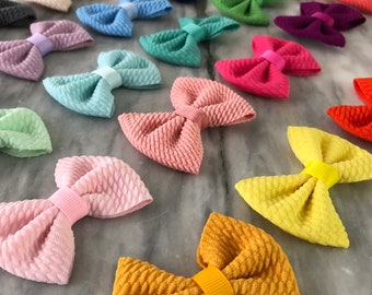 2.5 Inch Mini Baby Bows, Toddler Pigtail Bows WITH & WITHOUT CLIPS  Small Boho Bows, Soft Fabric Toddler Bow, Baby Hair Bows