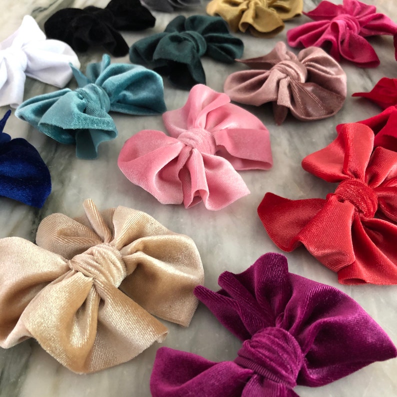 4 Velvet Bows Large Velvet Bows Velvet Hair Clip Holiday Etsy