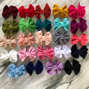 4.5 Inch Waffle Fabric Bow Knot, Bow, Clip, Headband Large Boho Bows ...