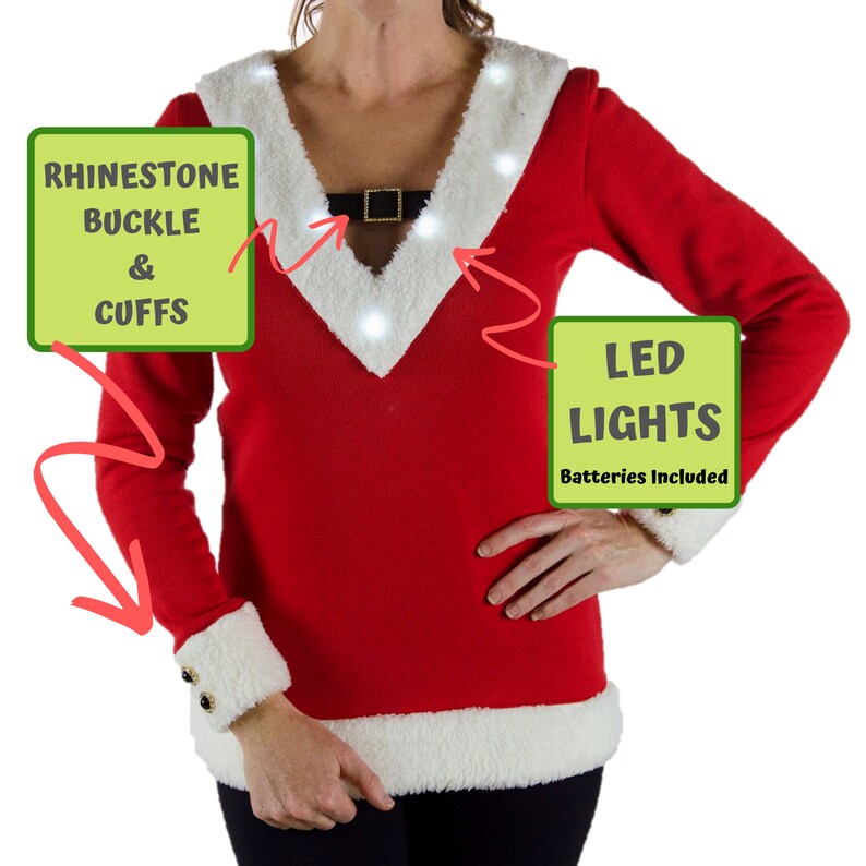 Mrs Claus Sweater Womens Ugly Sweater with lights Light Up | Etsy