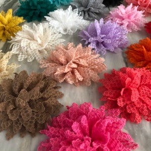 4 Inch Lace Chiffon Fabric Flower, DIY Baby Headbands, Bulk Fabric Flower Heads, Craft Supplies, Country Chic Flower