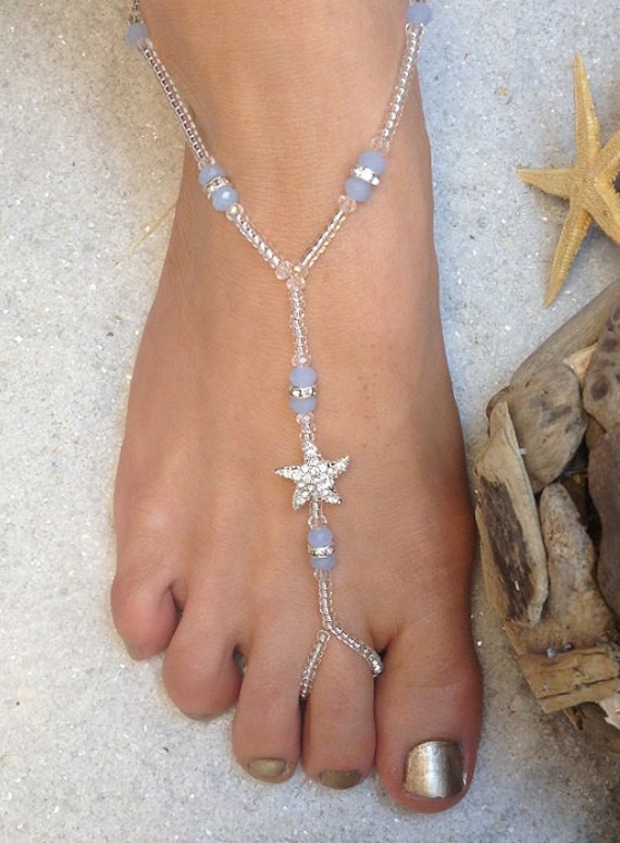 Items similar to Starfish Beach Wedding Barefoot Sandals Foot Jewelry ...