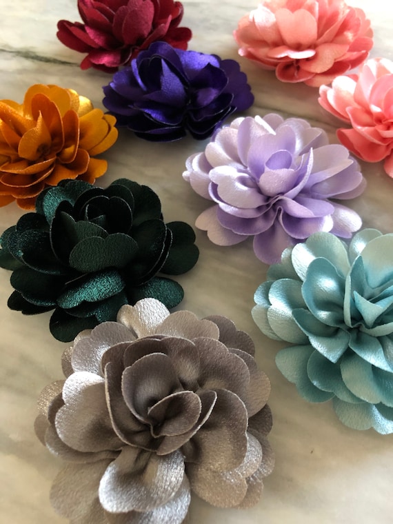 10 flores de tela de 3.6 pulgadas con diamantes de imitación para  manualidades, flores de tela 3D para decoración de manualidades, flores con