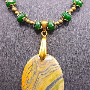 35 Jasper Pendent with Matching Necklace and Earrings