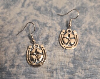 Lucky Horseshoe Earrings - Silver Tone