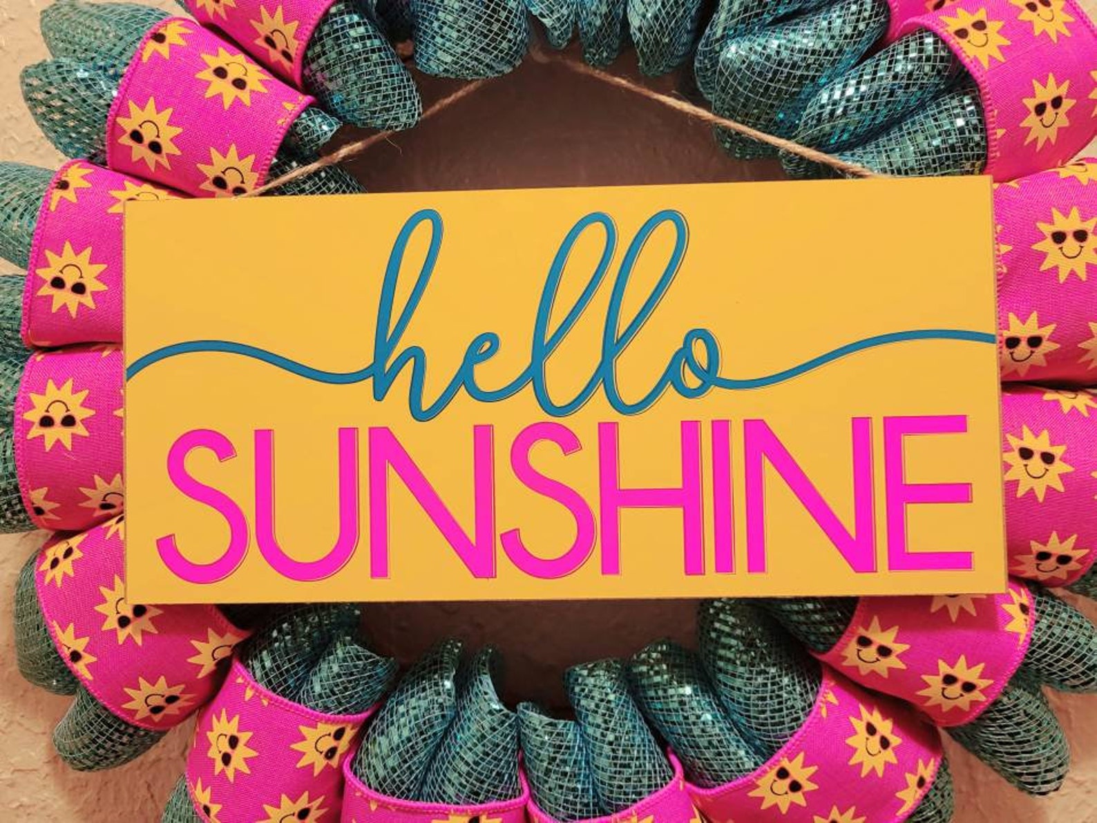 Hello Sunshine Wreath Summer Wood Deco Mesh Etsy