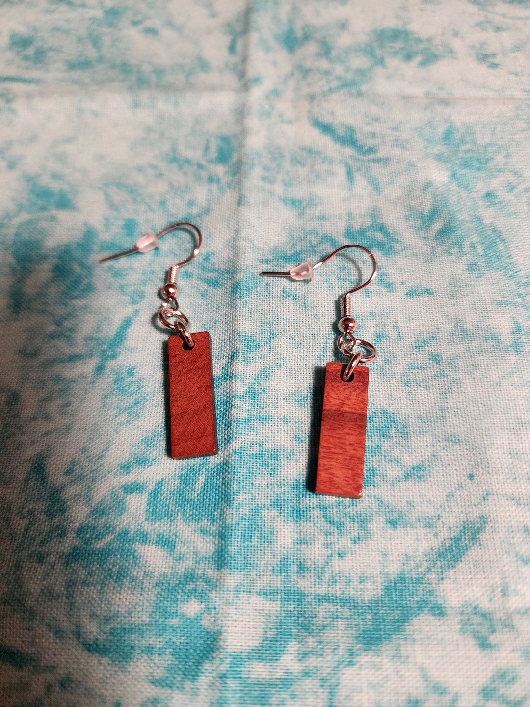 Petite Natural Wood Slender Rectangle Earrings - Pick Your Finish Color ...