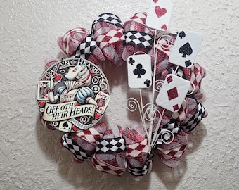Queen of Hearts Inspired Wreath - Wonderland - Deco Mesh & Ribbon