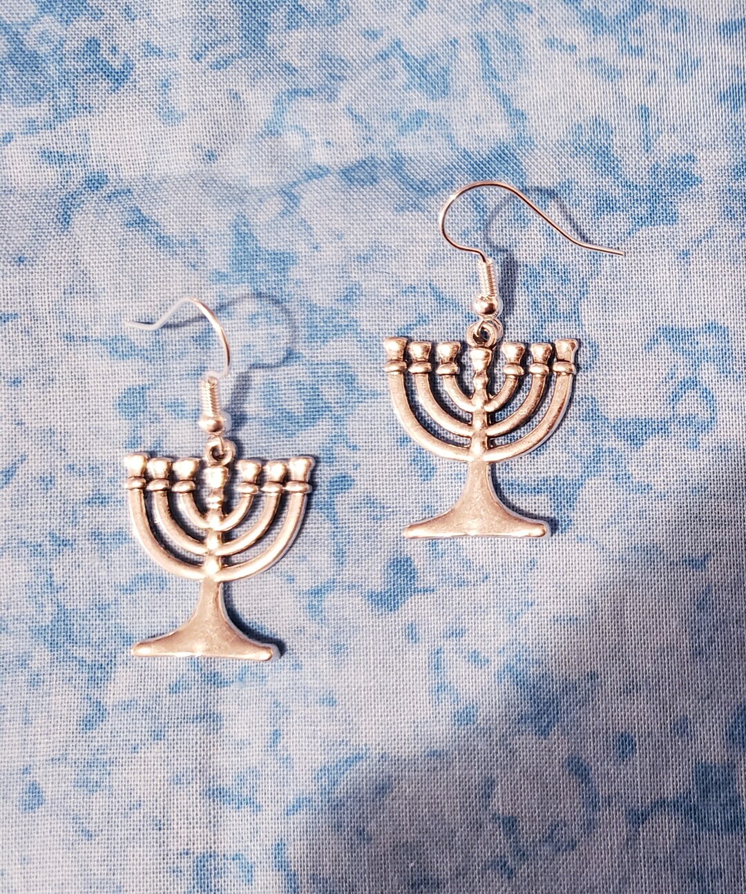 Menorah Earrings Silver Tone Etsy