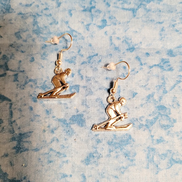 Ski Earrings - Silver Tone