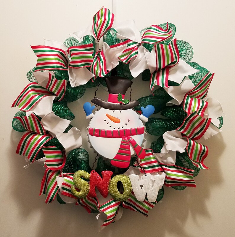 Snowman Wreath Deco Mesh Multi-Color