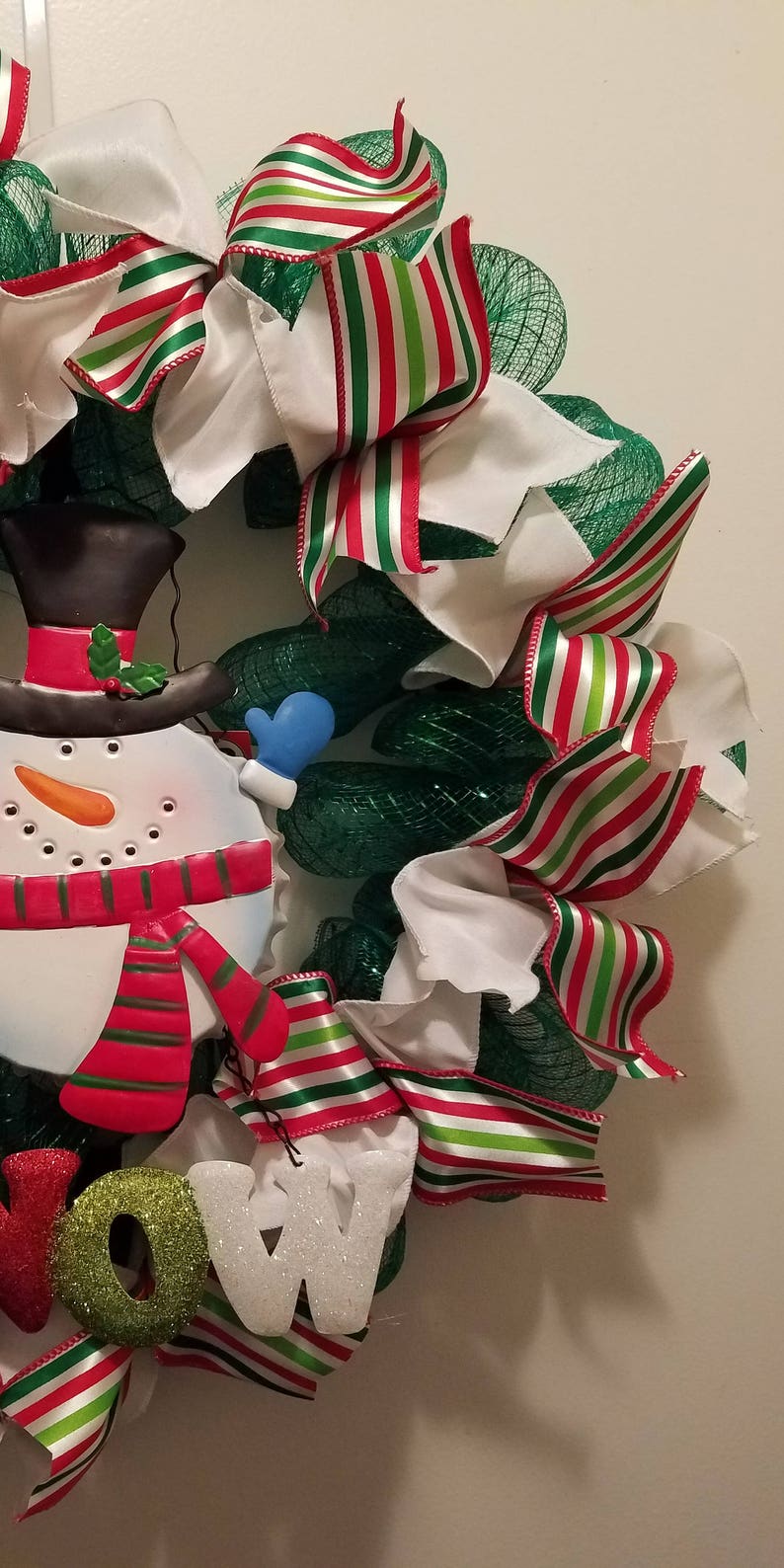 Snowman Wreath Deco Mesh Multi-Color