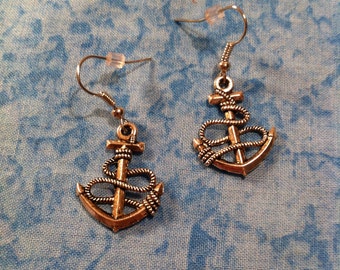 Anchor Earrings - Silver Tone