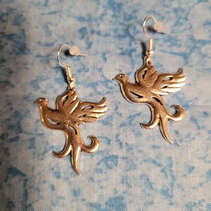 Dove in Flight Earrings - Silver Tone