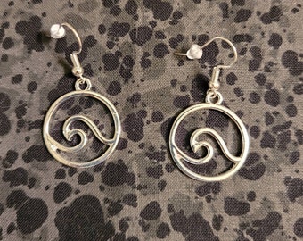 Ocean Wave Earrings - Silver Tone
