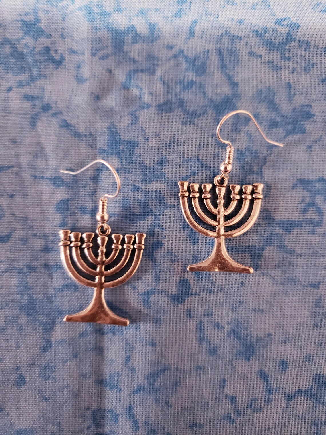 Menorah Earrings Silver Tone Etsy