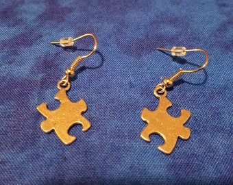 Puzzle Piece Earrings - Autism Awareness - Tibetan Silver