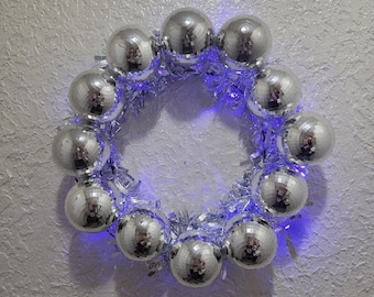 Silver Disco Ball Inspired Wreath - Lighted - Pick Your Color - Handmade