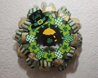 Pot of Gold Wreath - St. Patrick's Day - Deco Mesh & Ribbon