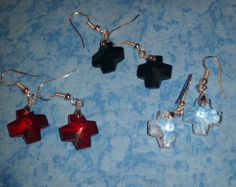 Crystal Cross Earrings - Choose Your Color