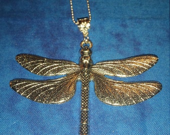 Dragonfly Necklace - Silver Tone - Large