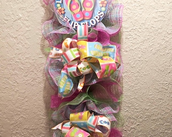 Flip Flop Door Swag Wreath - Summer - Deco Mesh & Ribbon