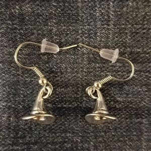 Witch Hat Earrings - Silver Tone