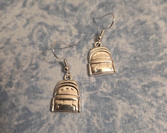 Backpack Earrings - Silver Tone