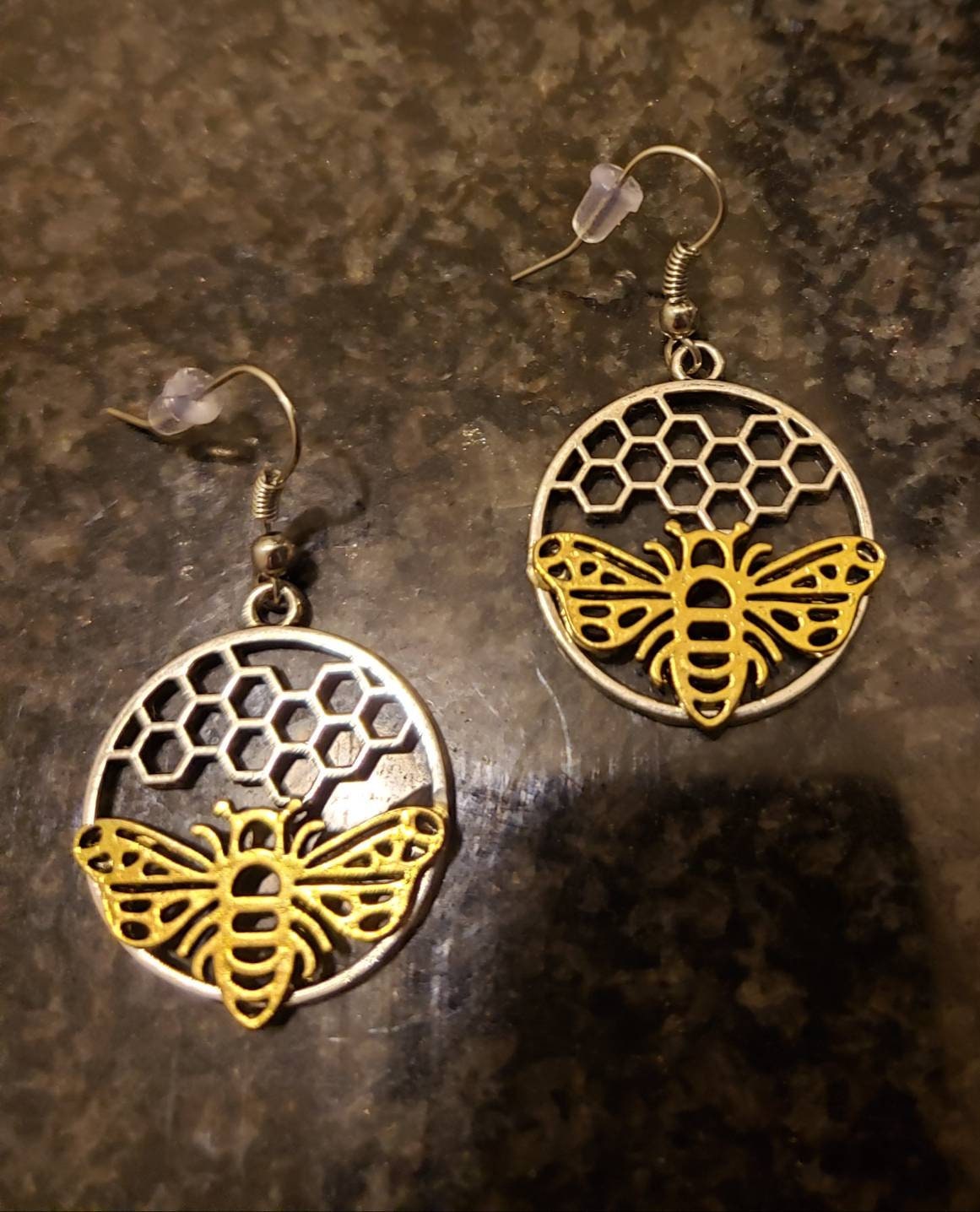 Hand-painted Seasonal Green Big Bee Earrings - Pierced main image 1