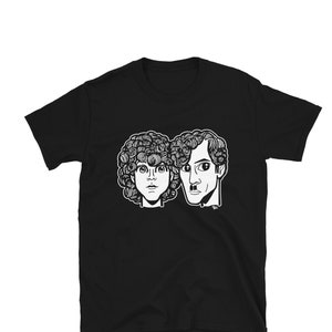 Sparks '79 White Print design adult unisex tee shirt featuring Ron and Russell Mael original art by Blake Chamberlain Black