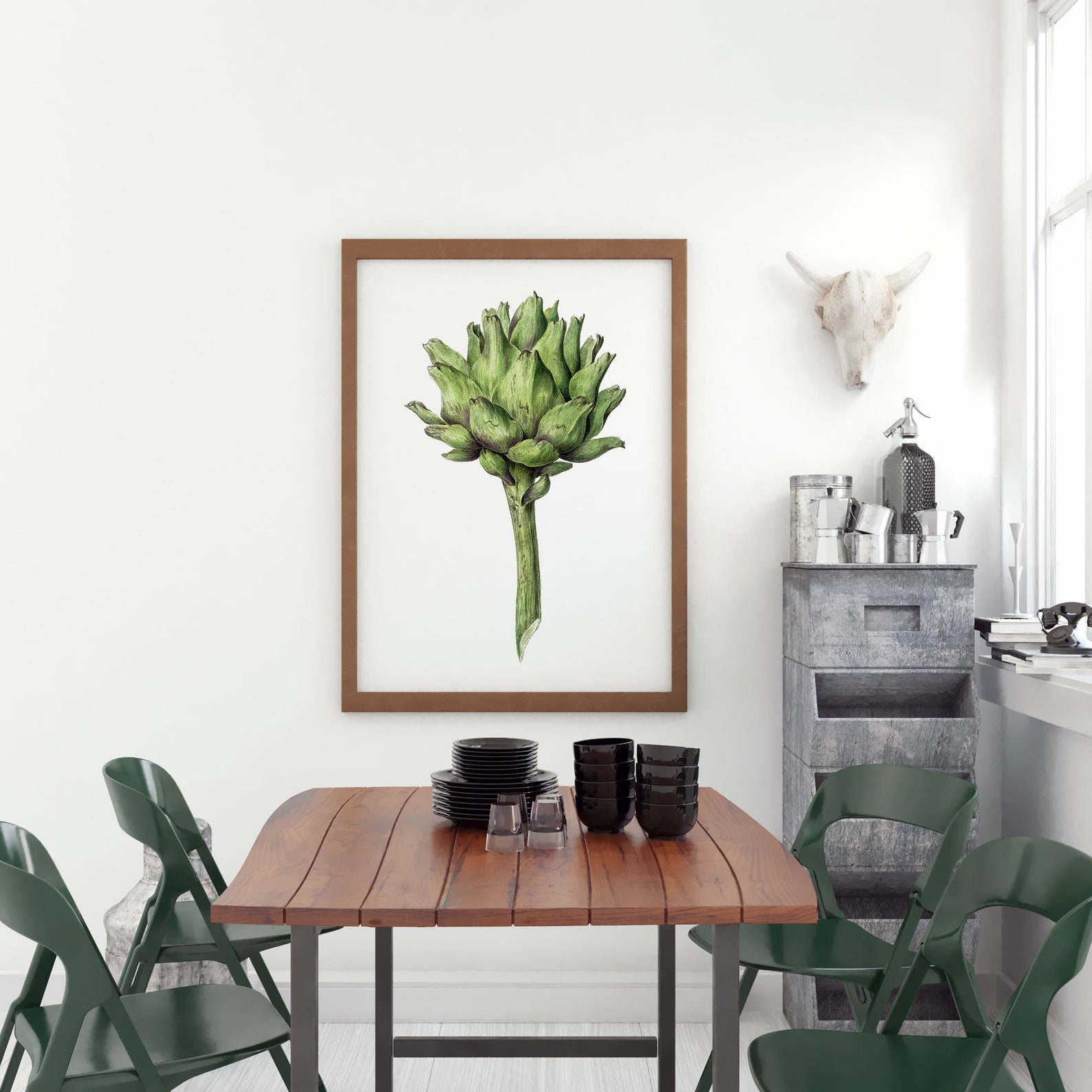 Vintage Botanical Artichoke Wall Art Kitchen Printable Wall Etsy
